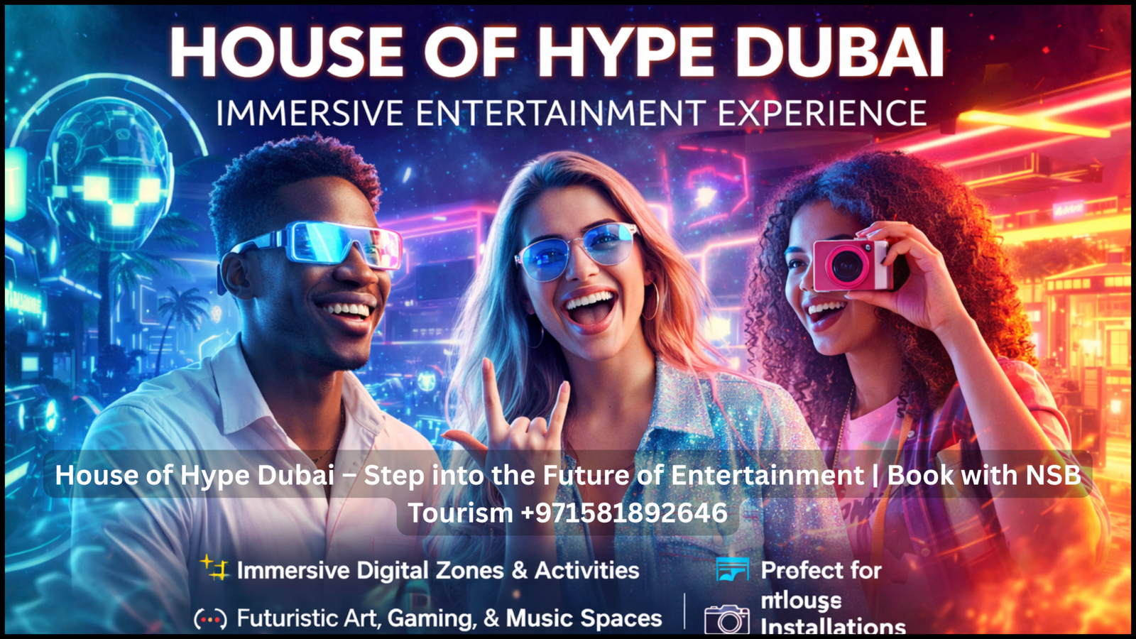 Futuristic art and gaming zones inside House of Hype Dubai