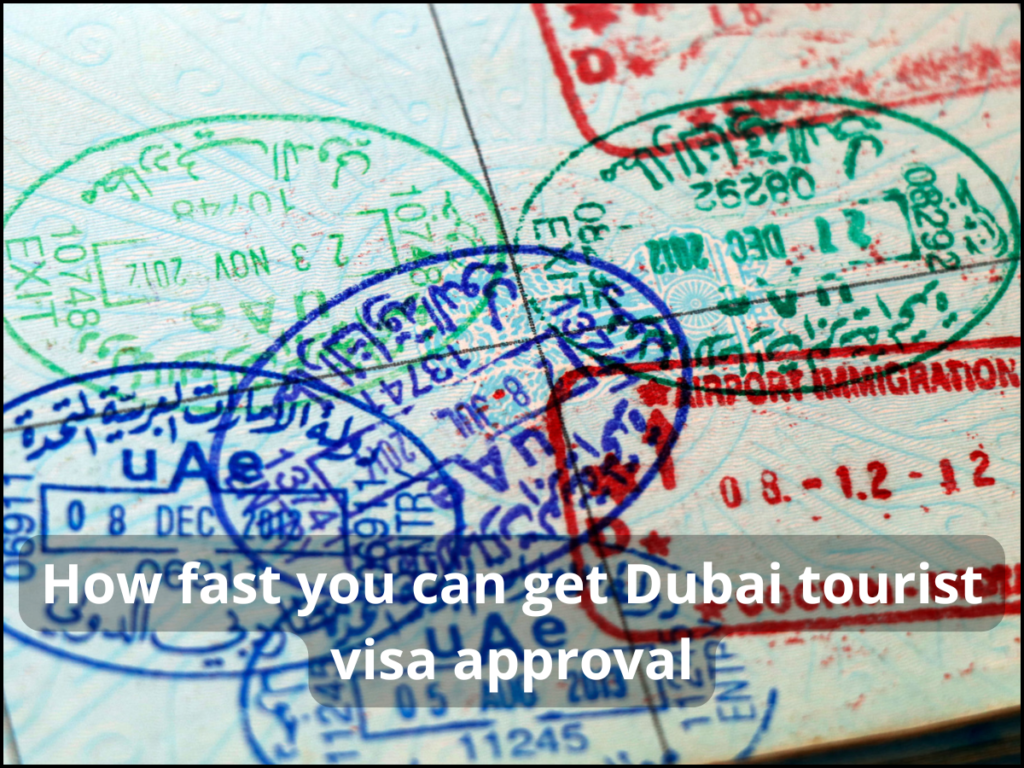 Passport with Dubai tourist visa stamp