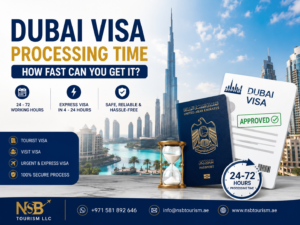 Dubai visa processing time guide showing UAE tourist visa approval process and passport verification in 2026