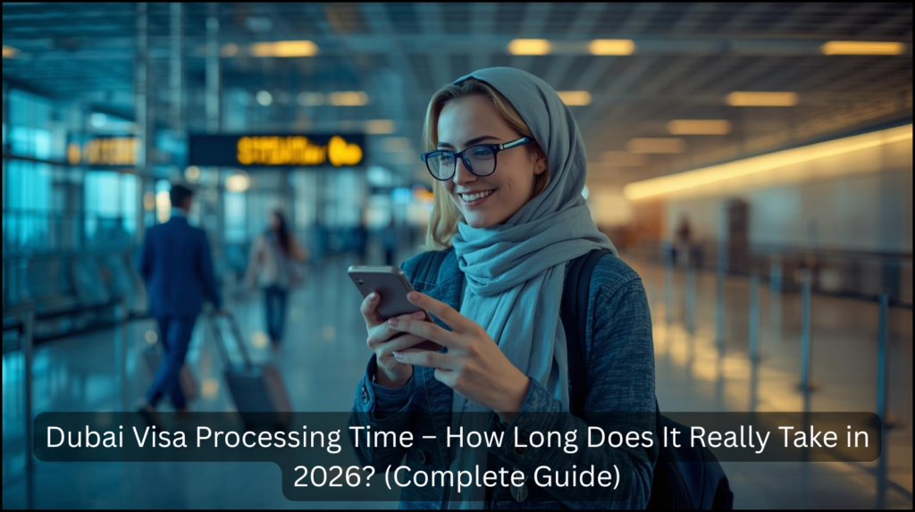 Dubai visa processing approval travel airport scene