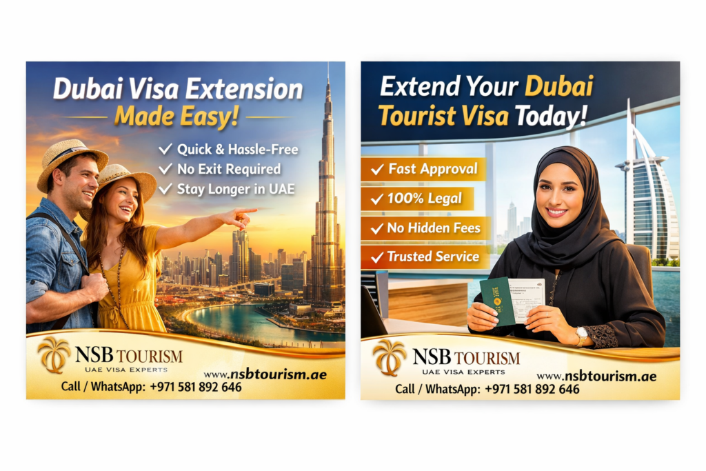Dubai visa extension made easy with NSB Tourism – fast UAE tourist visa renewal service