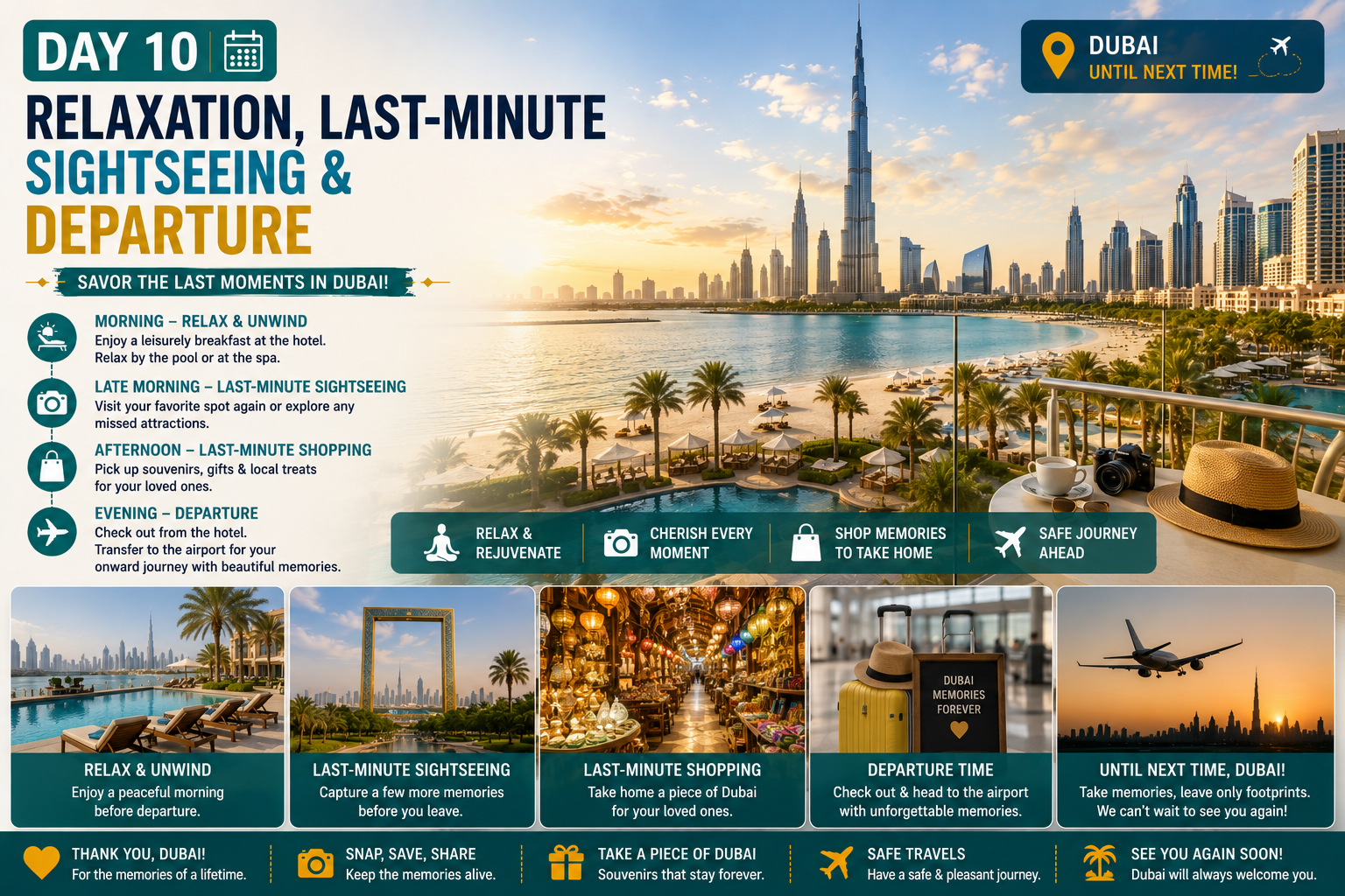 Day 10 Dubai itinerary relaxation last minute sightseeing shopping and departure