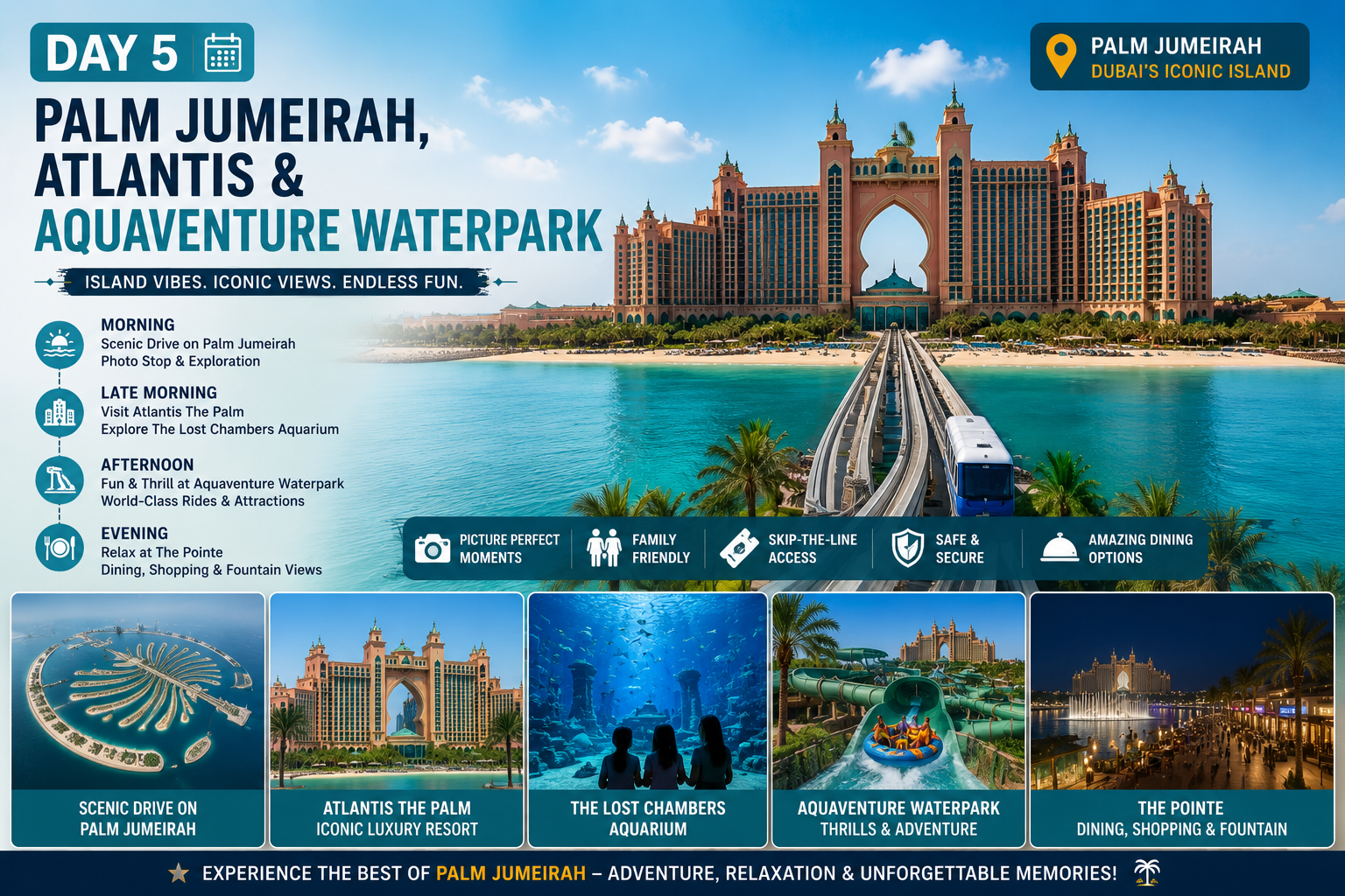 Day 5 Palm Jumeirah Atlantis and Aquaventure Waterpark Dubai itinerary