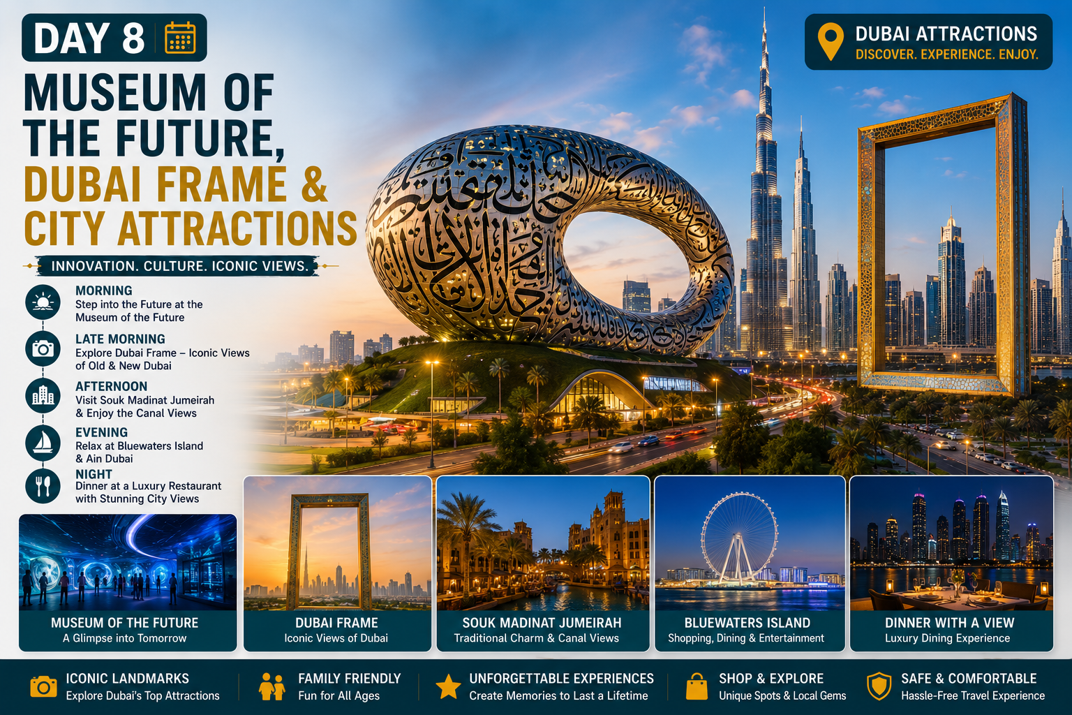 Day 8 Museum of the Future Dubai Frame and city attractions itinerary