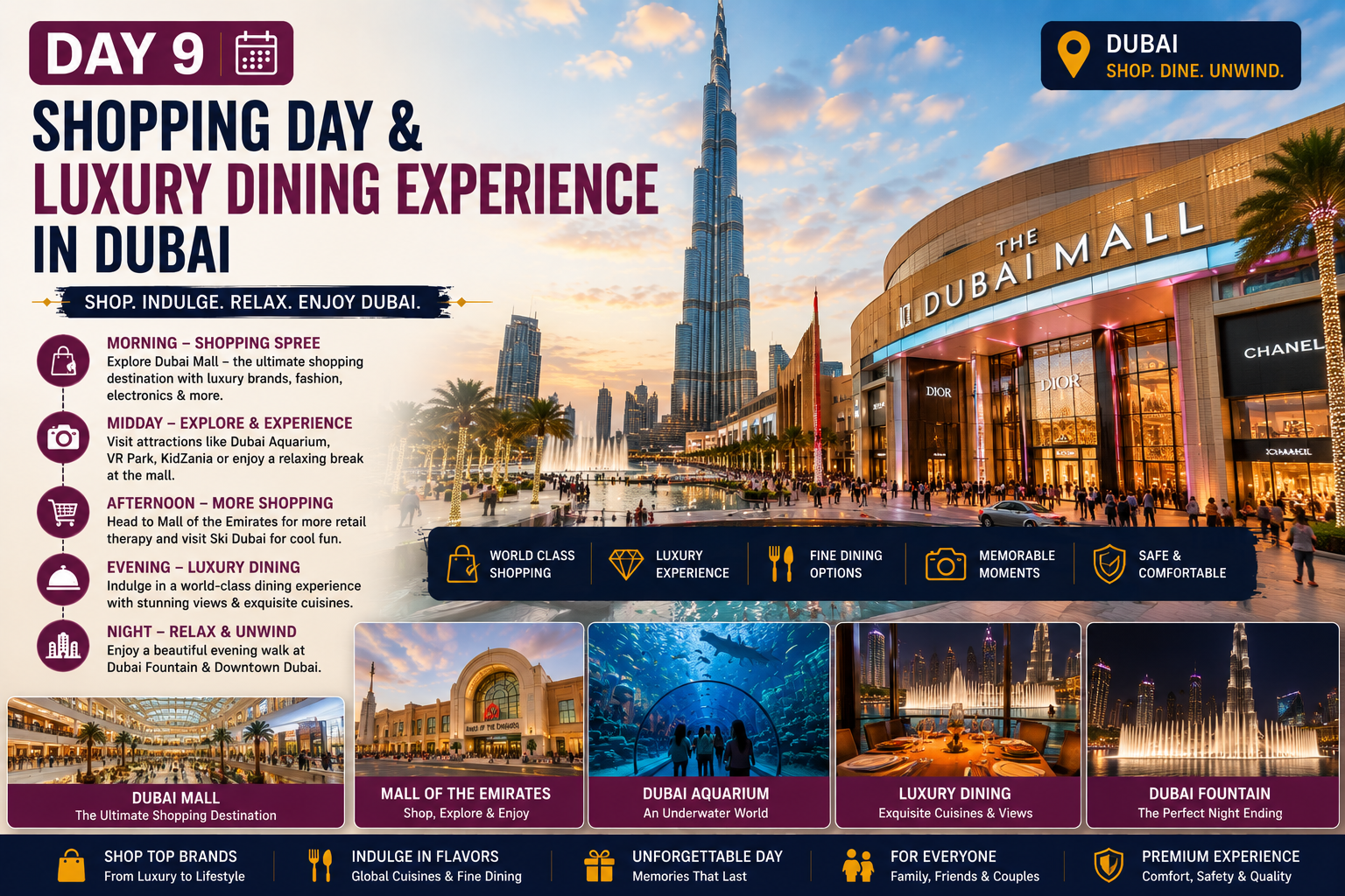 Day 9 Dubai shopping day and luxury dining experience itinerary