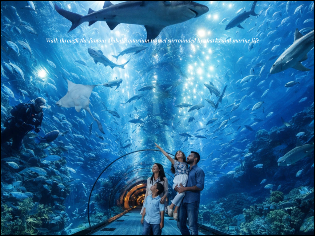 Dubai Aquarium tunnel sharks rays inside Dubai Mall aquarium experience