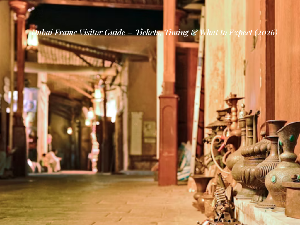 Dubai Frame Zabeel Park full structure golden frame landmark Dubai skyline