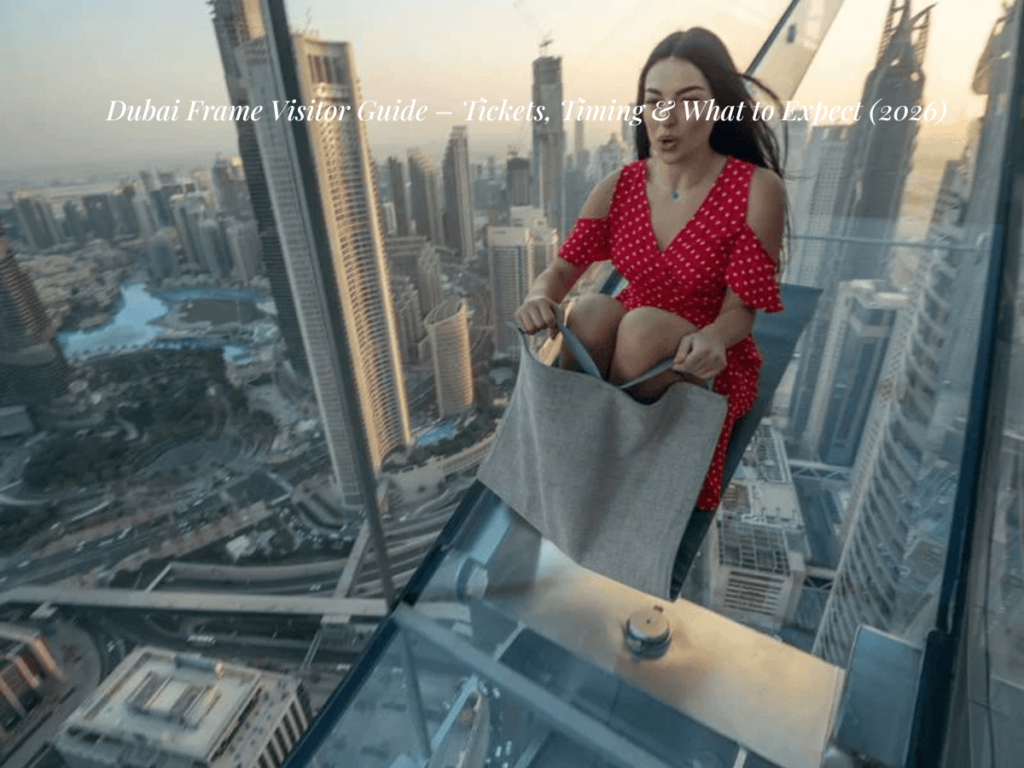 Dubai Frame Zabeel Park full structure golden frame landmark Dubai skyline