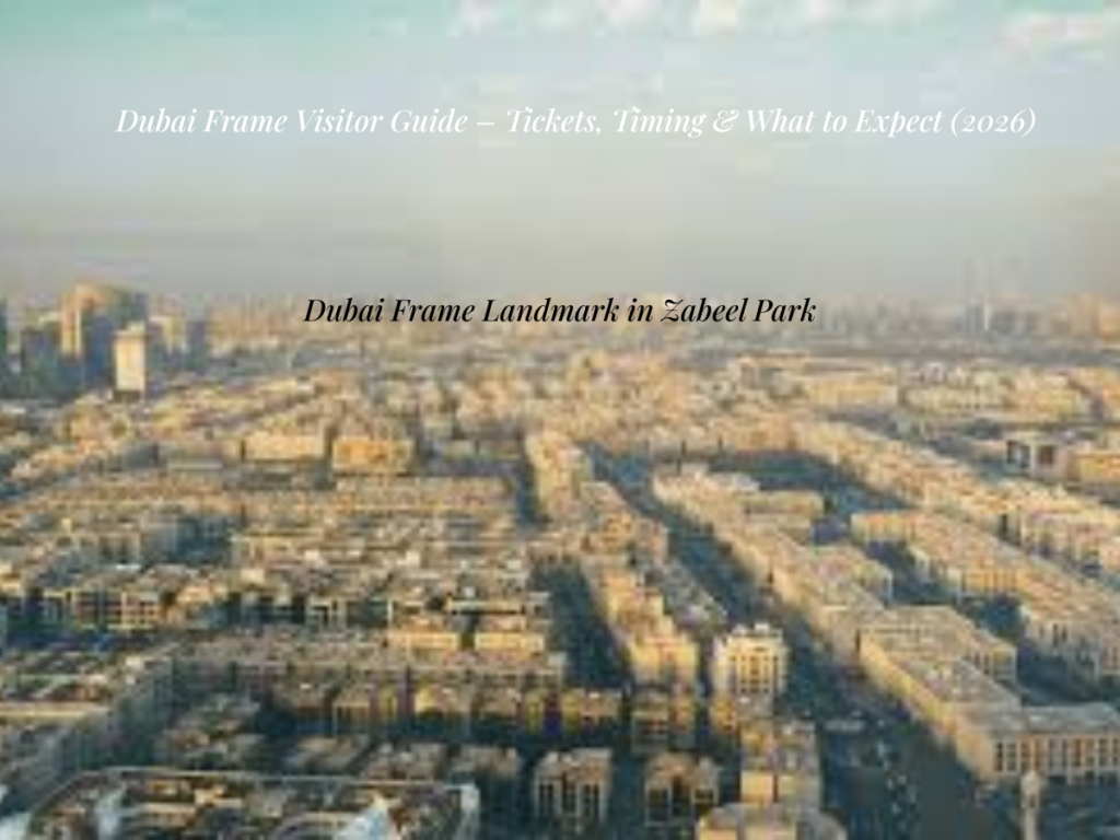 Dubai Frame Zabeel Park full structure golden frame landmark Dubai skyline