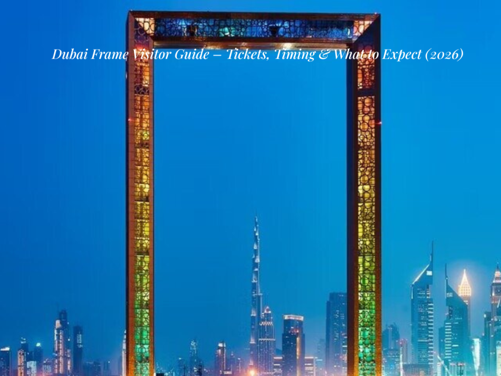 Dubai Frame Zabeel Park full structure golden frame landmark Dubai skyline
