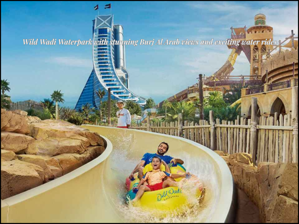 Wild Wadi waterpark Dubai Burj Al Arab view slides main entrance