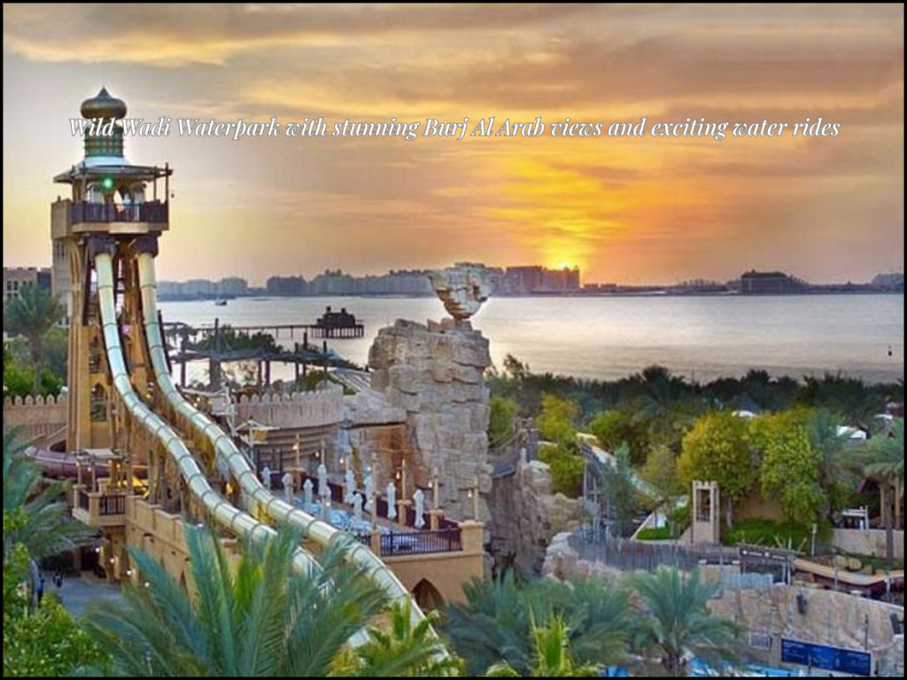 Wild Wadi waterpark Dubai Burj Al Arab view slides main entrance