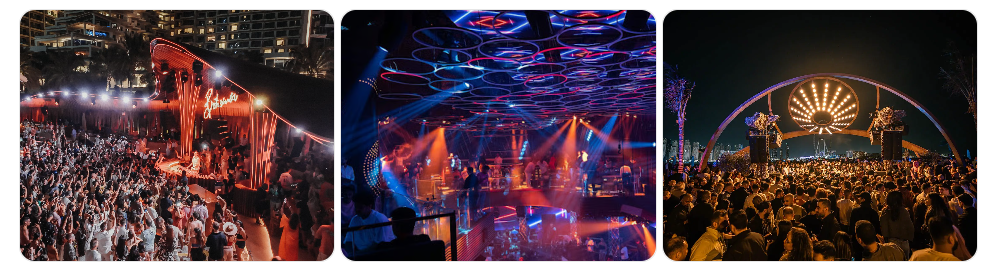 Dubai skyline at night with Burj Khalifa lights showing top Dubai night activities and nightlife experiences in 2026