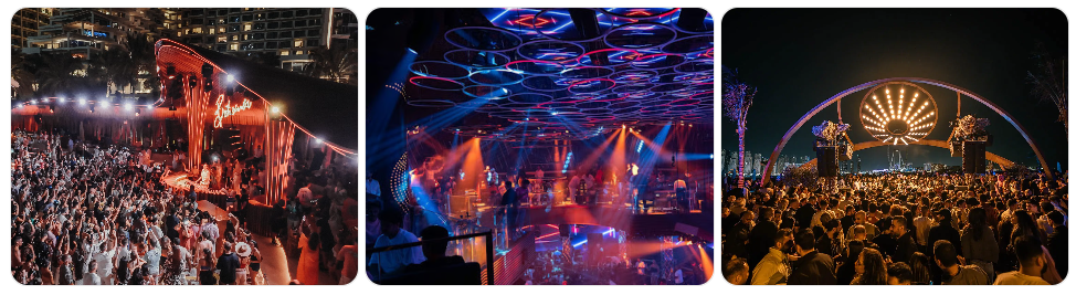 Dubai skyline at night with Burj Khalifa lights showing top Dubai night activities and nightlife experiences in 2026