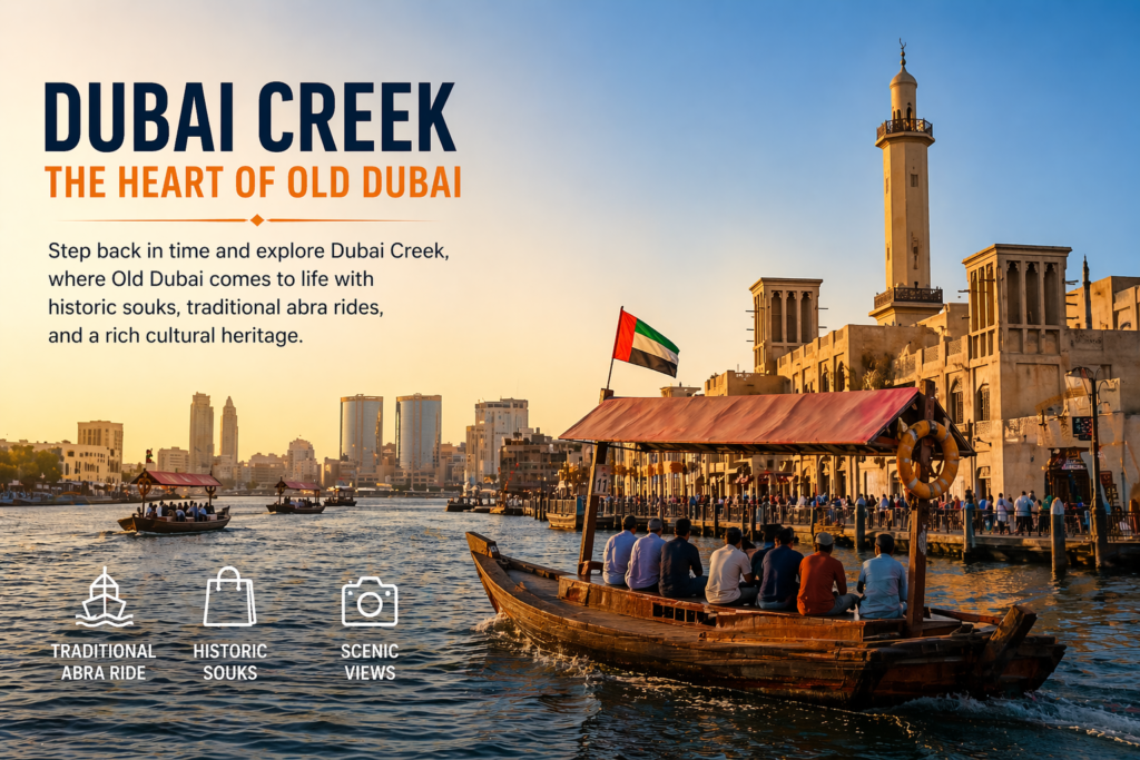 Dubai Creek old Dubai traditional abra ride historic waterfront city tour attraction
