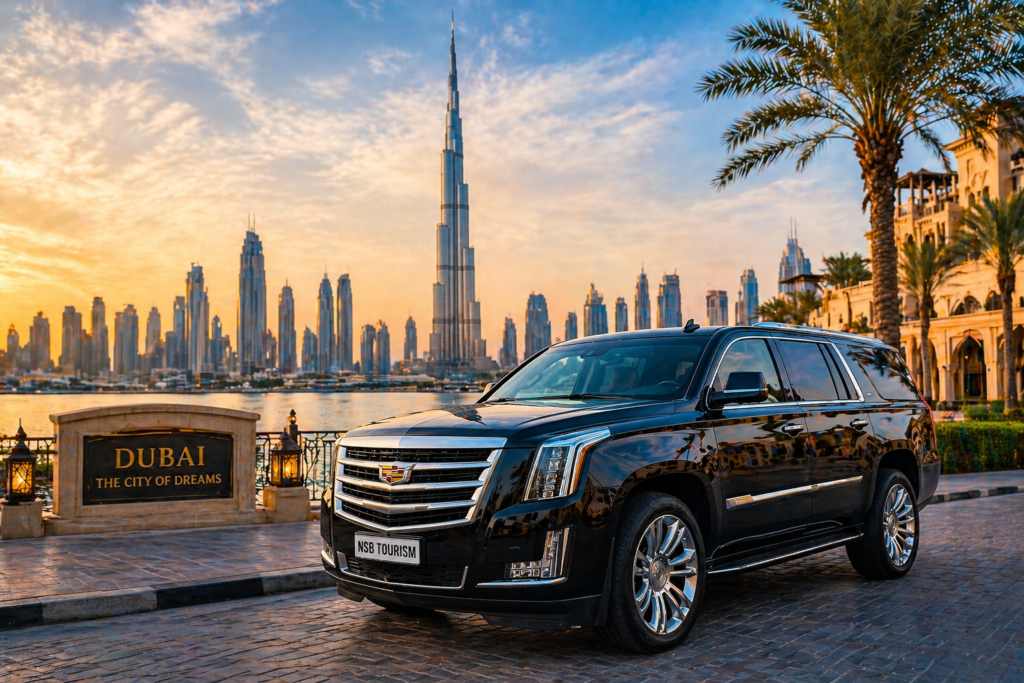 Dubai skyline private city tour Burj Khalifa view luxury travel