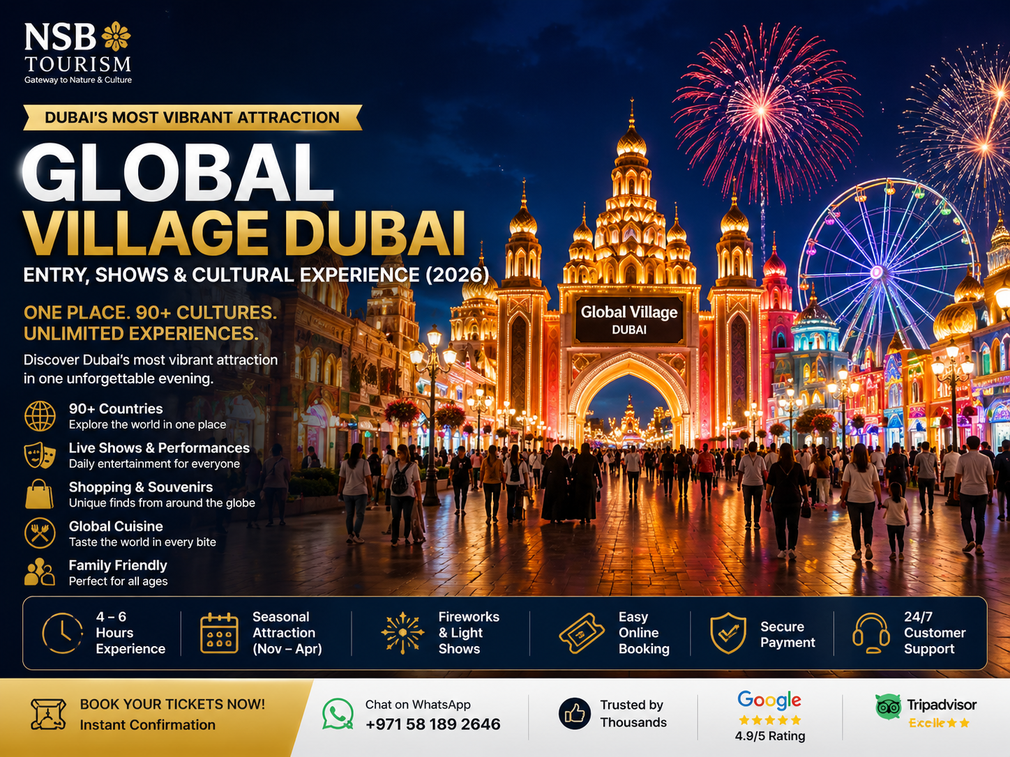 global village dubai tickets entry shows cultural experience 2026 fireworks night