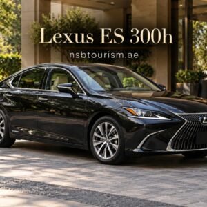 Lexus ES 300h Chauffeur Service in Dubai and Abu Dhabi by NSB Tourism, featuring a black luxury sedan for airport transfers, business travel, hourly hire, and private chauffeur journeys.