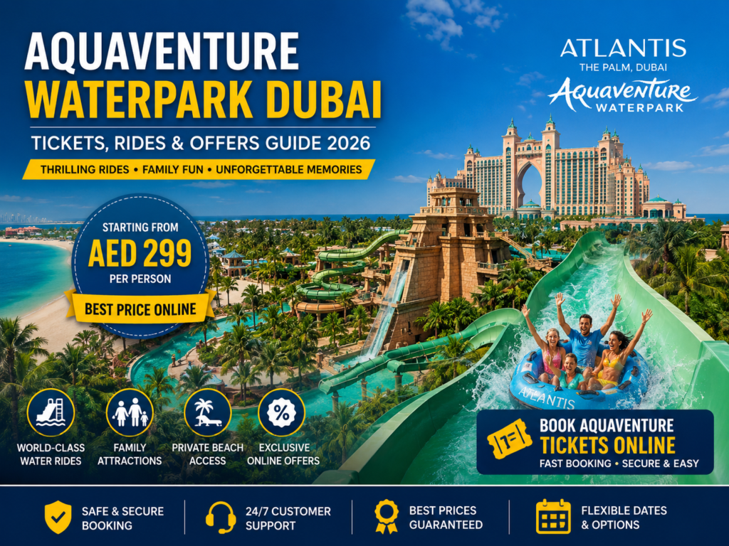 aquaventure tickets dubai at Atlantis Waterpark featuring thrilling water slides family rides and online ticket offers in 2026