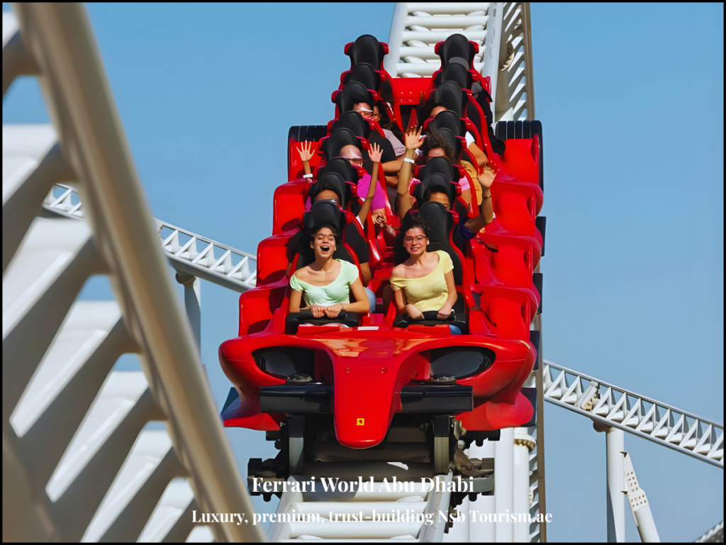ferrari world abu dhabi yas island theme park red roof uae

Caption