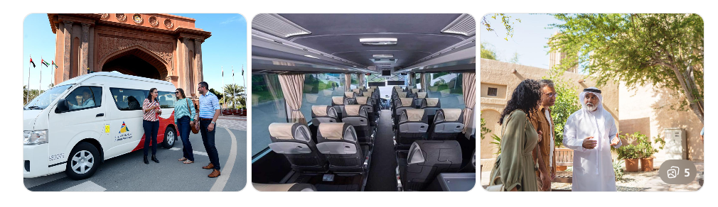 Abu Dhabi tour group bus travel from Dubai tourists