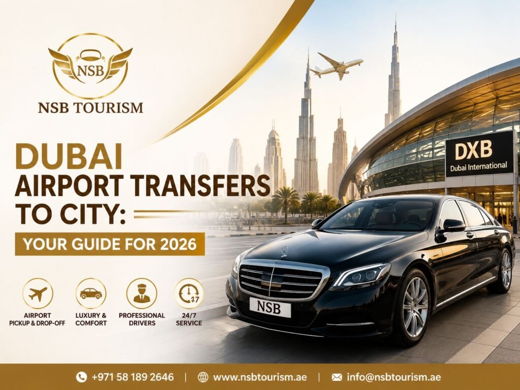 Dubai airport transfers to city with private luxury car pickup by NSB Tourism