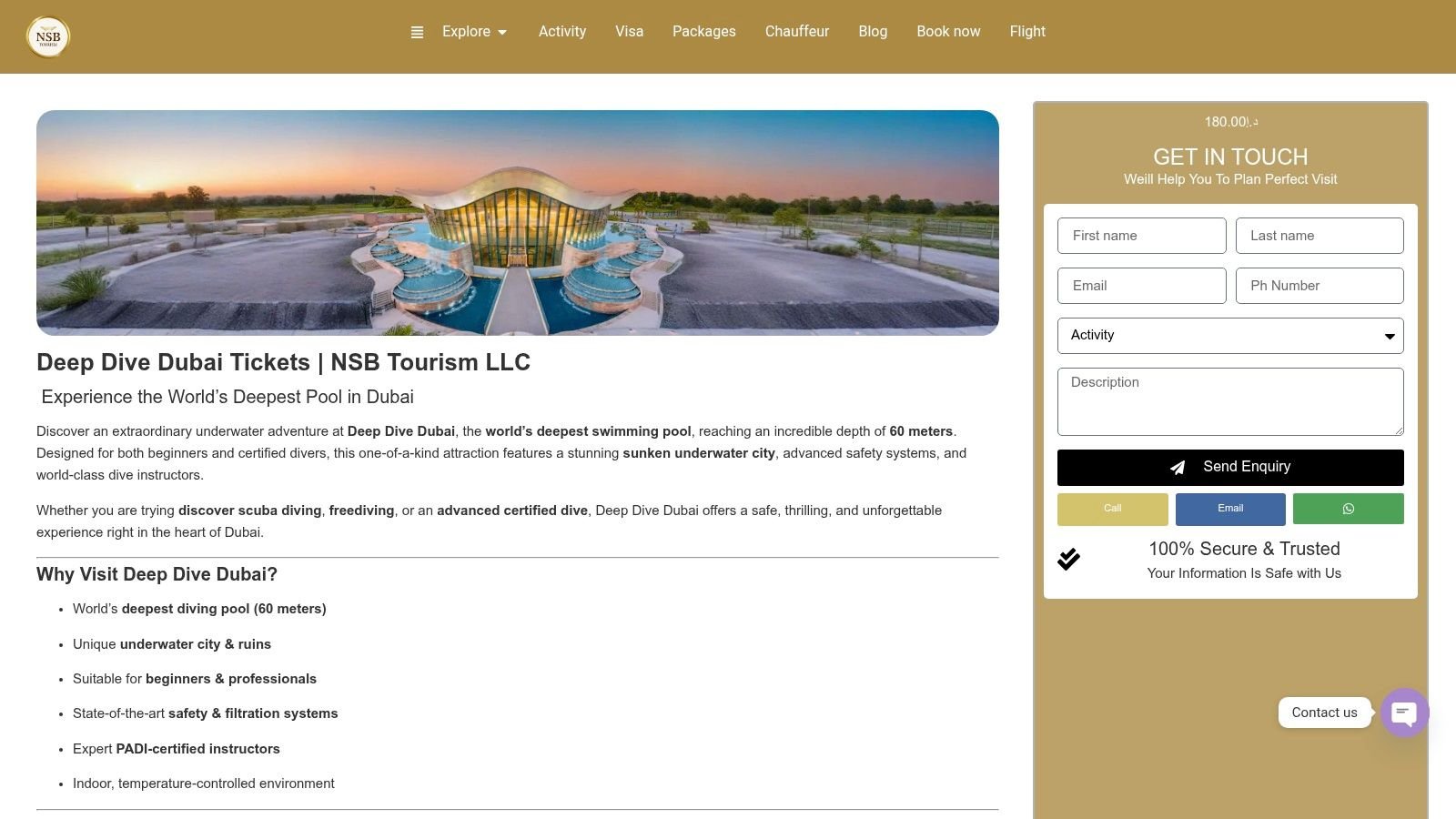 Deep Dive Dubai Tickets | NSB Tourism LLC
