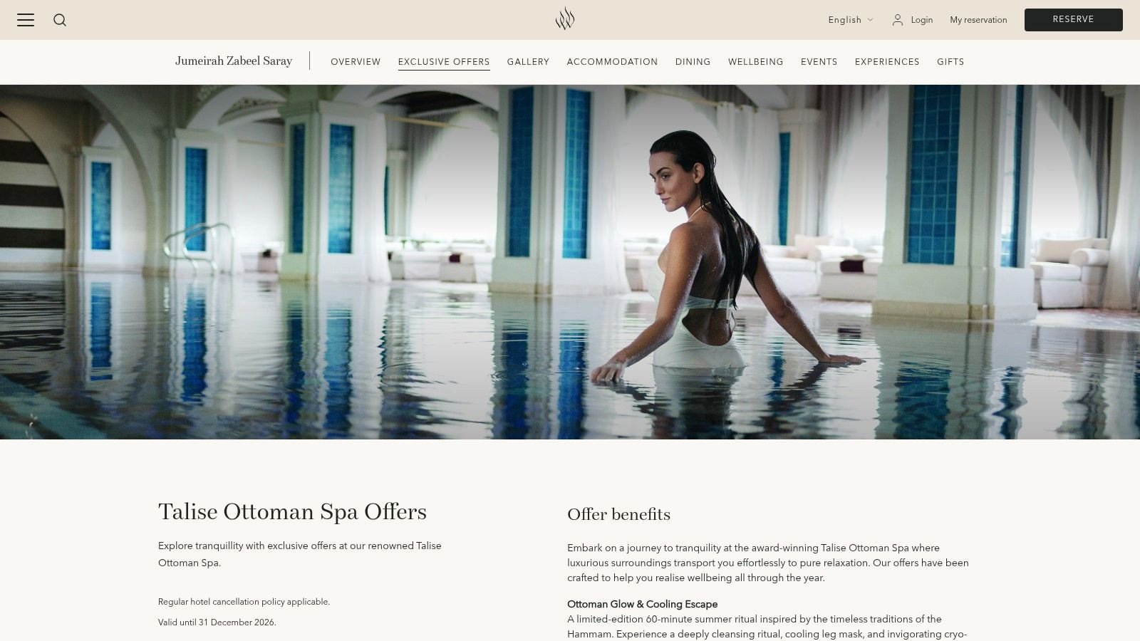 Talise Ottoman Spa – Jumeirah Zabeel Saray