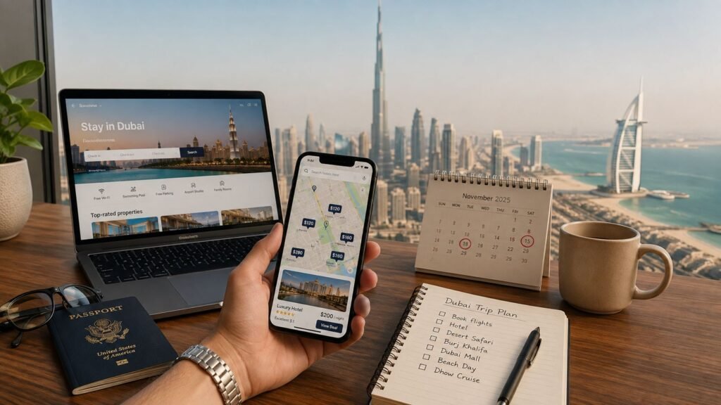 Smart hotel bookings in UAE featuring luxury accommodation in Dubai with tips for choosing the right location, comparing hotels, and saving on UAE travel costs.