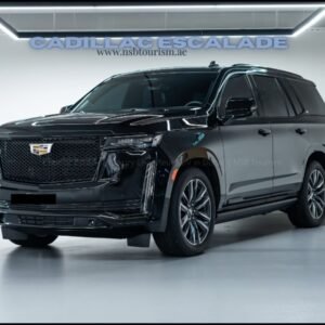 Black Cadillac Escalade premium SUV for chauffeur service in Dubai and Abu Dhabi with NSB Tourism LLC.