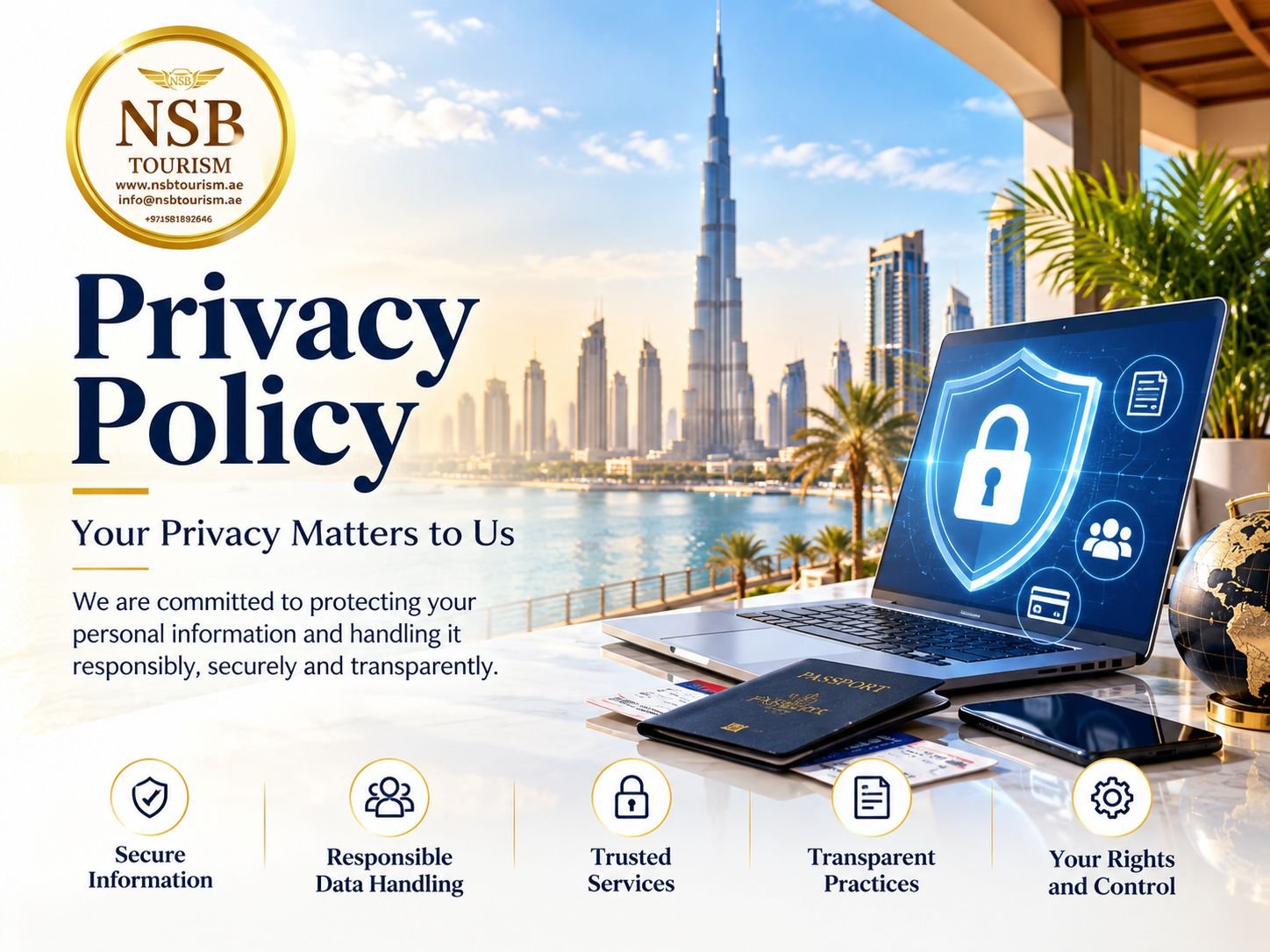 NSB Tourism LLC Privacy Policy explaining customer information protection and responsible data handling in Dubai UAE