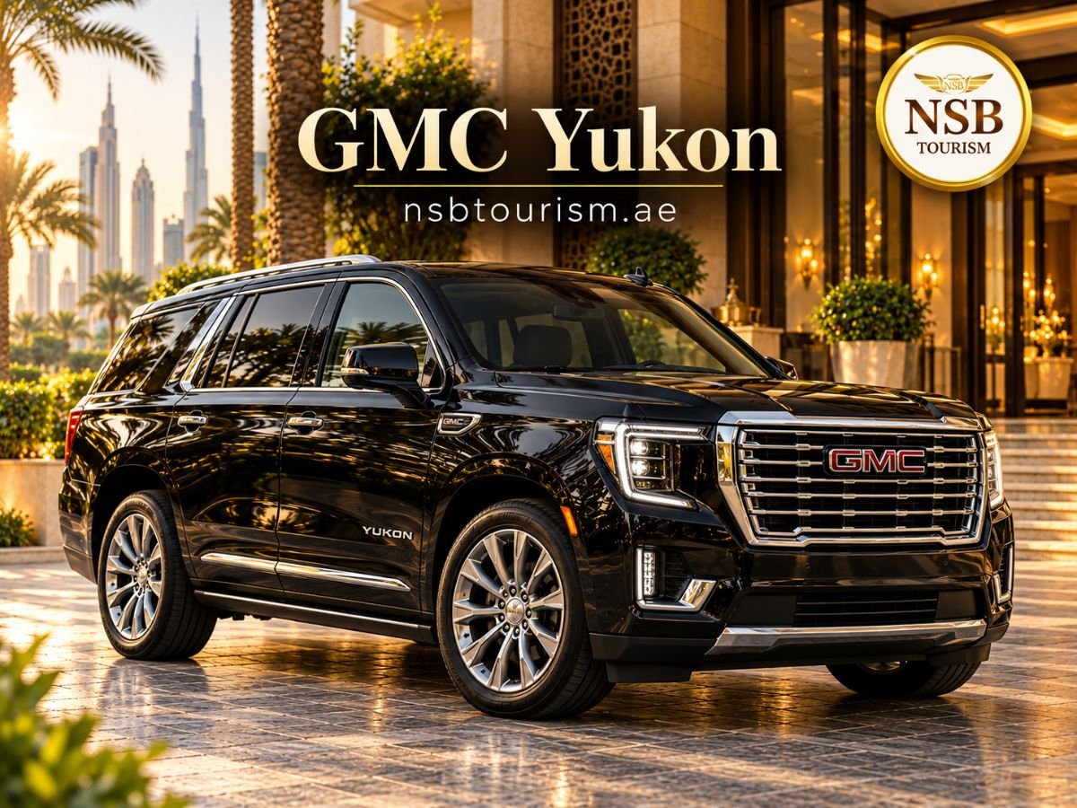 Black GMC Yukon luxury SUV for chauffeur service in Dubai and Abu Dhabi with NSB Tourism LLC.