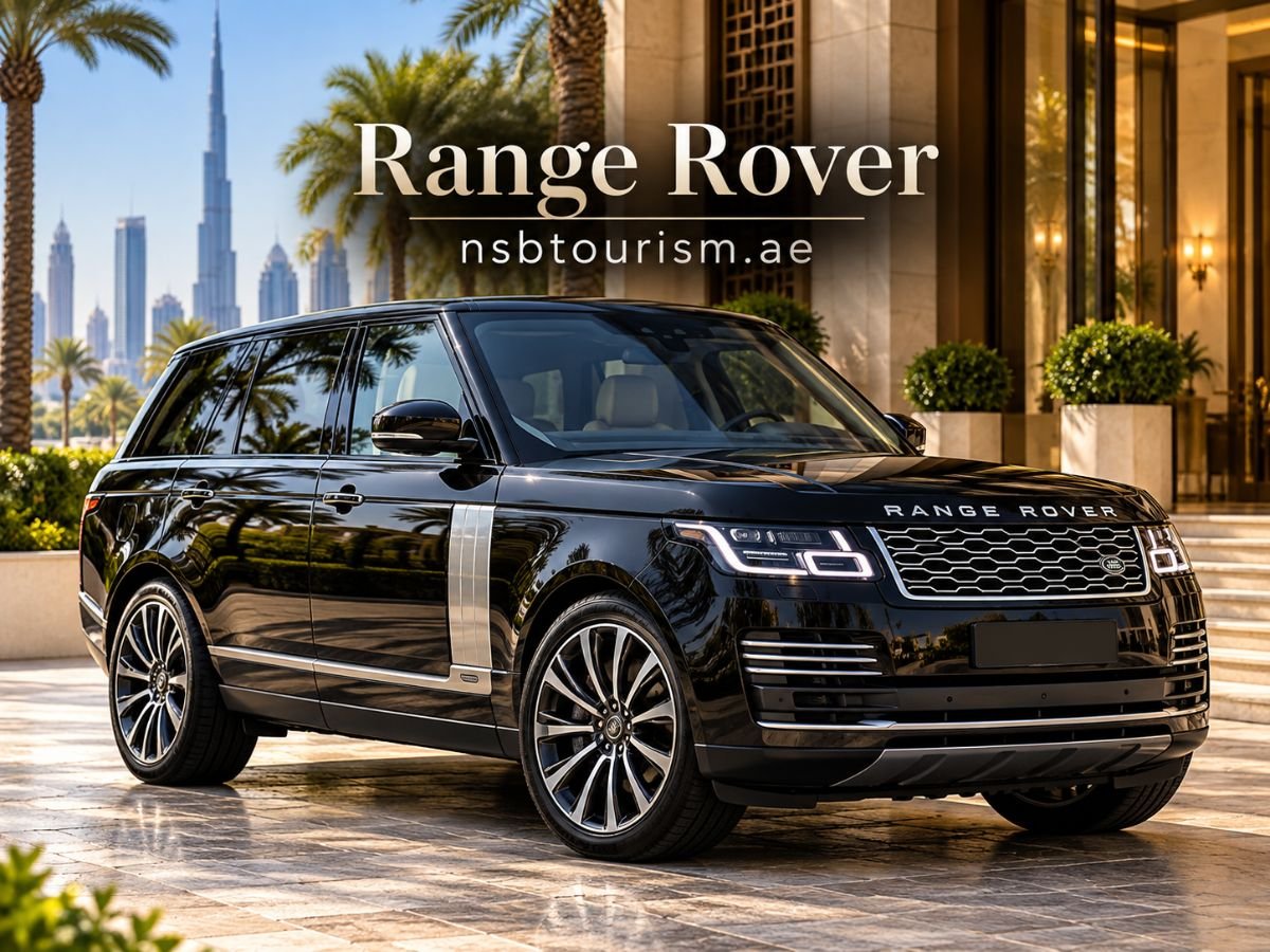 Black Range Rover luxury SUV for chauffeur service in Dubai and Abu Dhabi with NSB Tourism LLC.