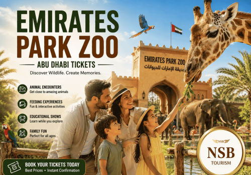 Family enjoying giraffe feeding and wildlife experiences at Emirates Park Zoo Abu Dhabi