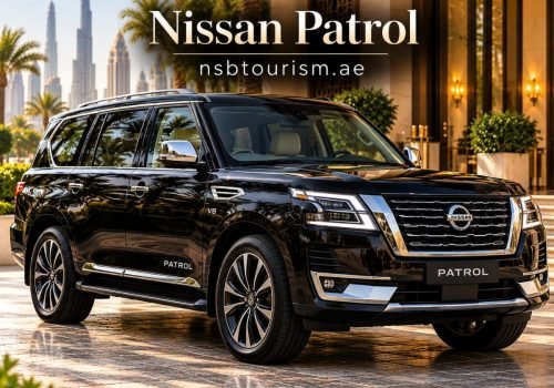 Black Nissan Patrol luxury SUV for chauffeur service in Dubai and Abu Dhabi with NSB Tourism LLC.