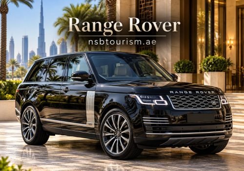Black Range Rover luxury SUV for chauffeur service in Dubai and Abu Dhabi with NSB Tourism LLC.